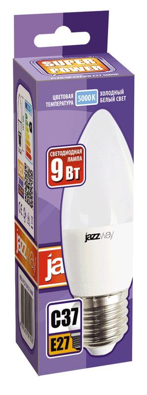 Лампа светодиодная PLED-SP 9Вт C37 свеча 5000К холод. бел. E27 820лм 230В JazzWay 5001954A