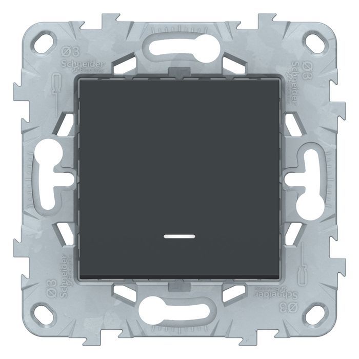 Выключатель одноклавишный Schneider Electric UNICA NEW с подсветкой, антрацит, NU520354N