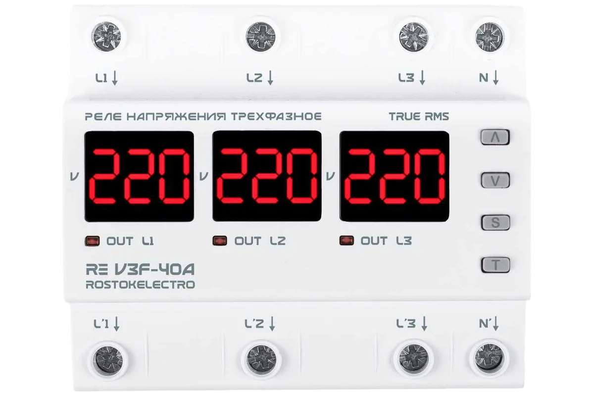 Реле напряжения RE V3F-40A RostokElectro